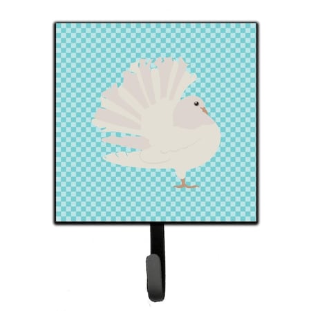Carolines Treasures Silver Fantail Pigeon Blue Check Leash or Key Holder BB8124SH4